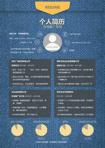 牛仔布肌理多年经验简历word模板