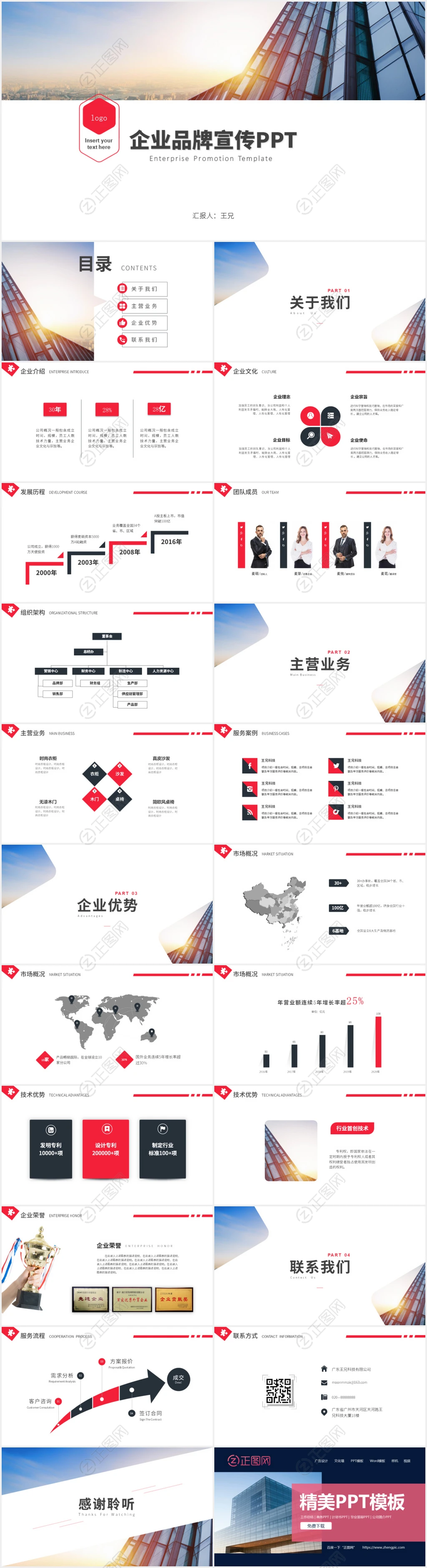 红灰商务范企业介绍宣传ppt模板