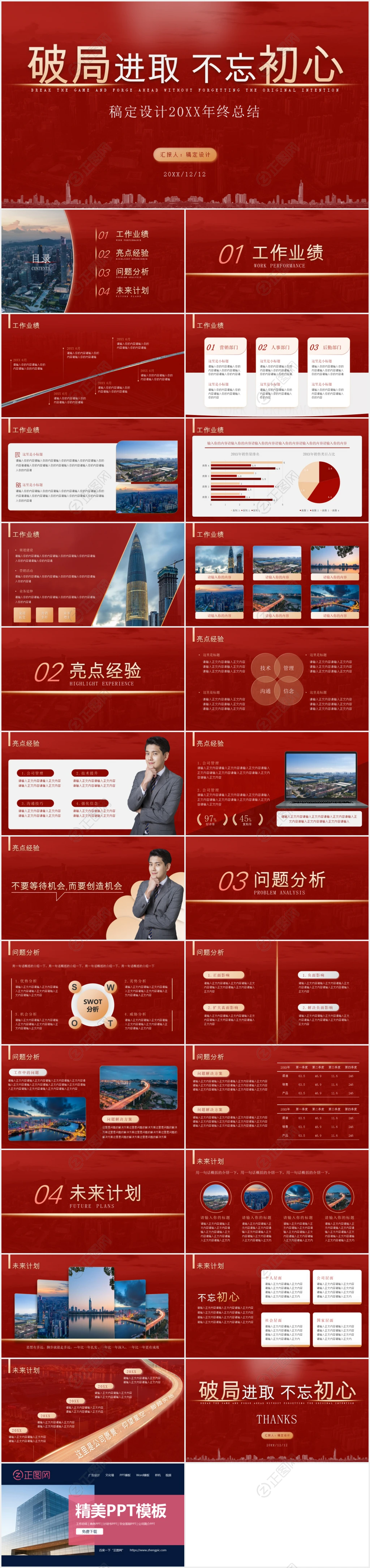 红色大气年终总结ppt模板 红色大气年终总结ppt模板