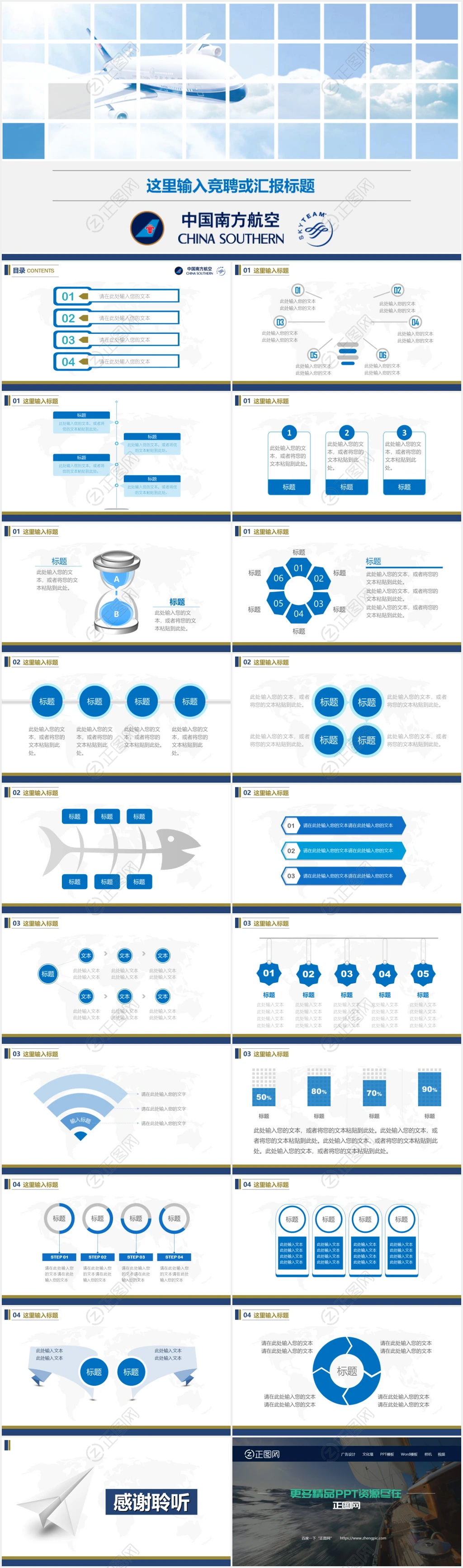 中国南方航空公司工作总结汇报PPT模板