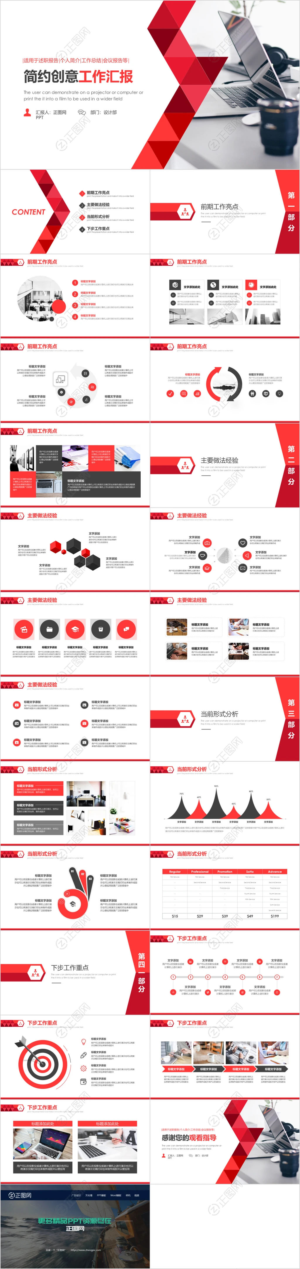 红色简约创意工作汇报ppt模板 红色简约创意工作汇报ppt模板