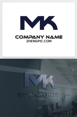MK字母logo设计