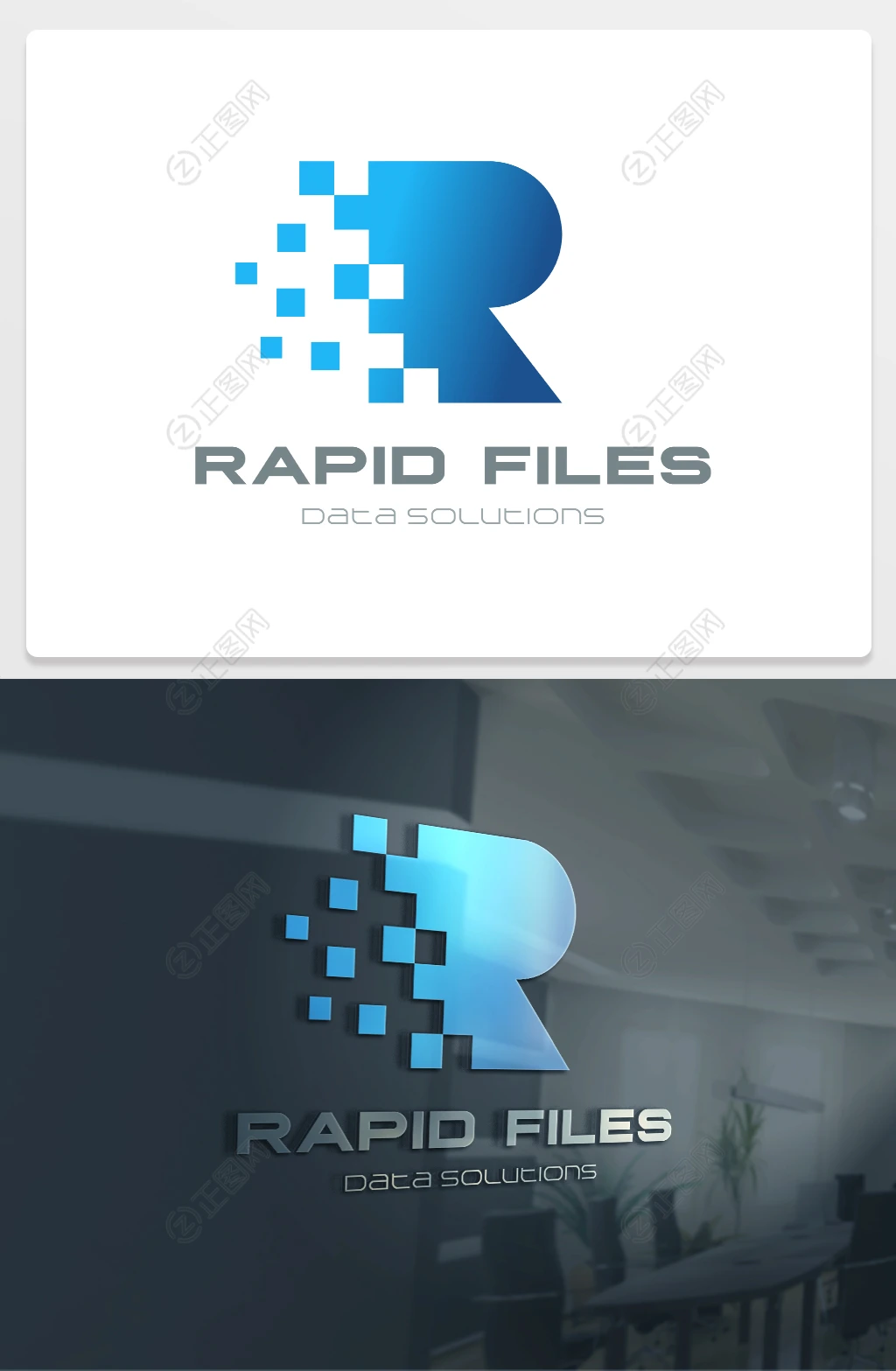 蓝色大气物流快递R字母logo设计 蓝色大气物流快递R字母logo设计