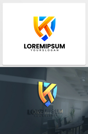 盾牌K字母logo标志设计