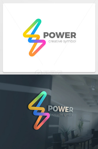 炫彩渐变闪电logo图标