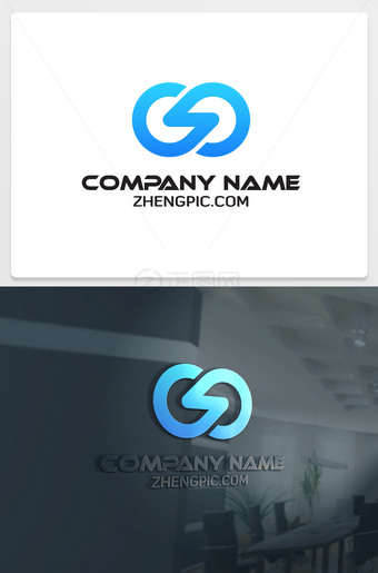 蓝色科技风logo设计模板