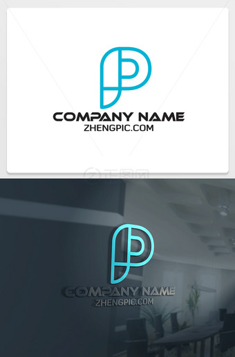 创意线条P字母logo设计