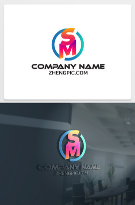带有sm字母的logo标志设计