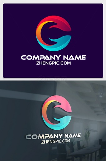 C字母logo直播app标志设计