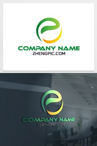 创意绿色简洁e字母logo设计素材