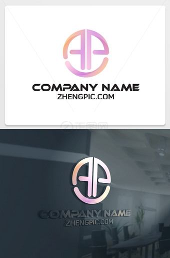 圆形AP字母logo设计