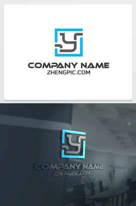 正方形边框Y字母logo设计