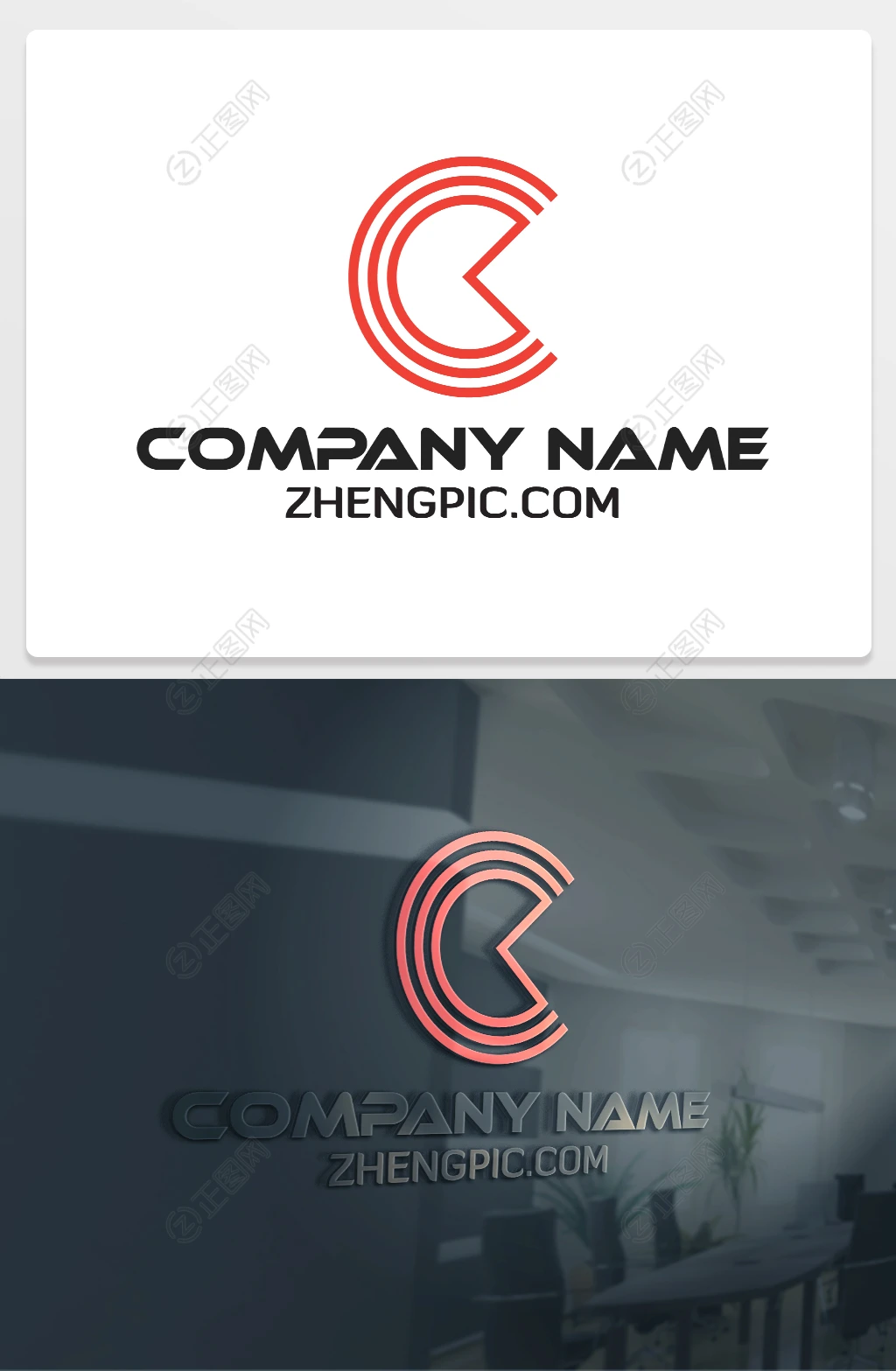 大半圆大嘴C字母logo设计