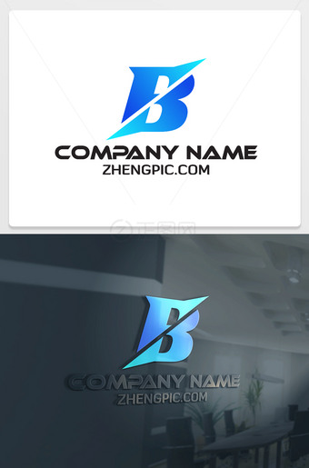 创意B字母logo体现速度的B字设计