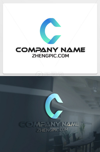 扇形C字母logo设计图片下载