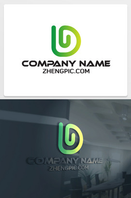 绿色渐变创意D字母logo设计素材