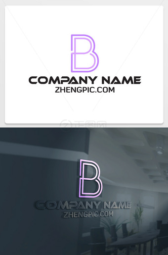线条B字母logo设计