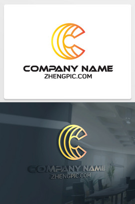 线条创意C字母logo标志设计