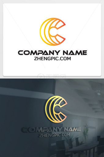线条创意C字母logo标志设计