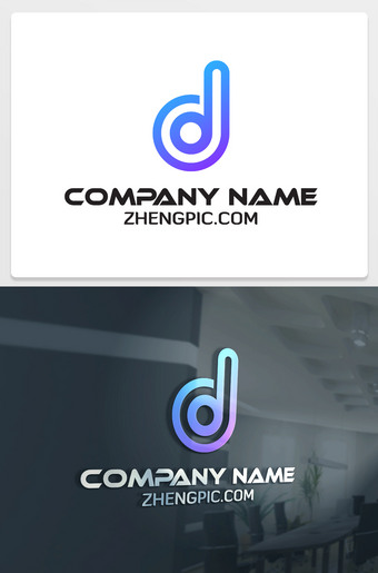 蓝色简洁D字母logo下载