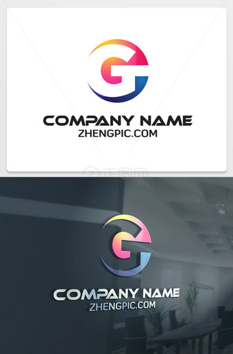 圆形镂空G字母logo设计