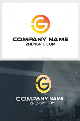 金色创意G字母logo标志下载