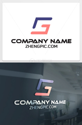 简洁的G字母logo标志设计