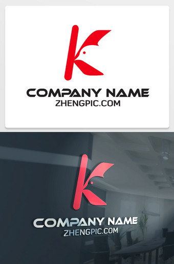 鸽子头K字母logo设计