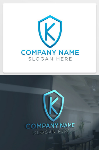 盾牌K字母logo设计
