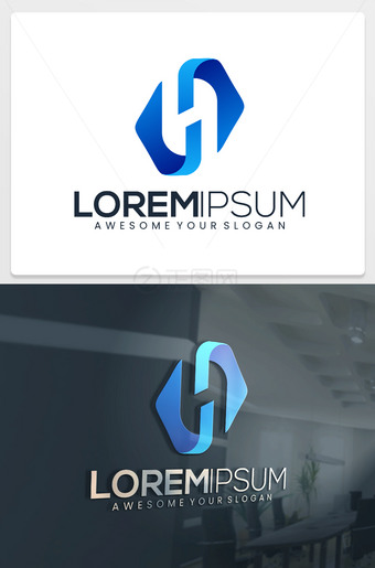 科技风H字母logo下载