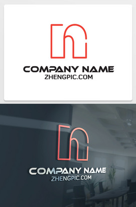 镂空线条边框n字母logo设计