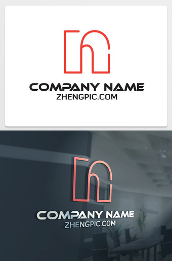 镂空线条边框n字母logo设计