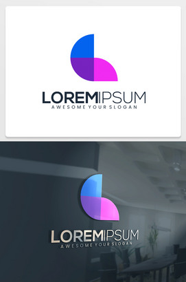 3个四分之一圆组成的L字母logo设计素材下载