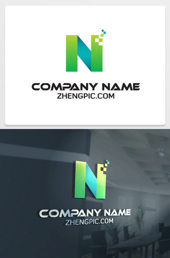 互联网科技风N标志logo下载