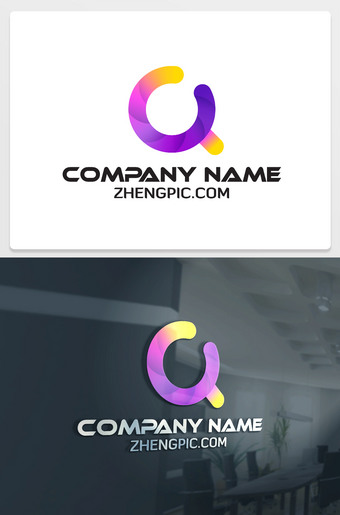 放大镜Q字母logo设计