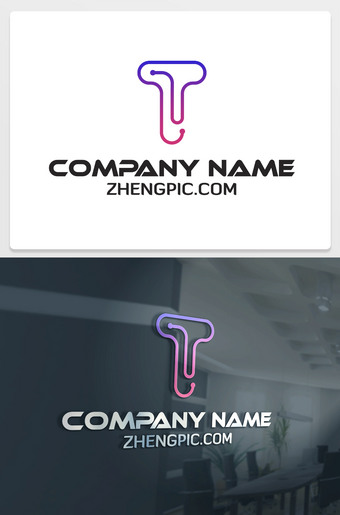 大数据科技互联网公司T字母logo设计