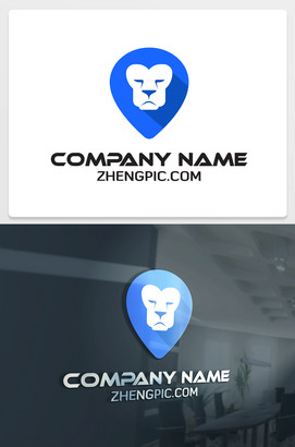 水滴坐标狮子头logo设计