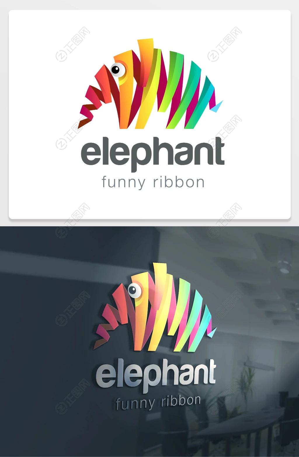 切片线条抽象大象logo标志 切片线条抽象大象logo标志