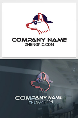 戴帽子的狗logo宠物店标志