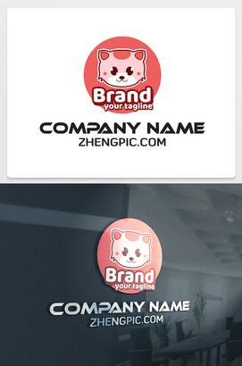 可爱卡通猫宠物店logo标志设计