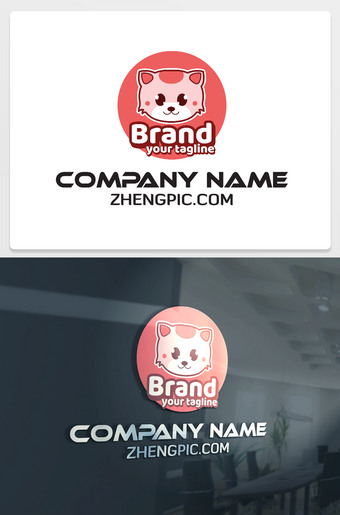 可爱卡通猫宠物店logo标志设计