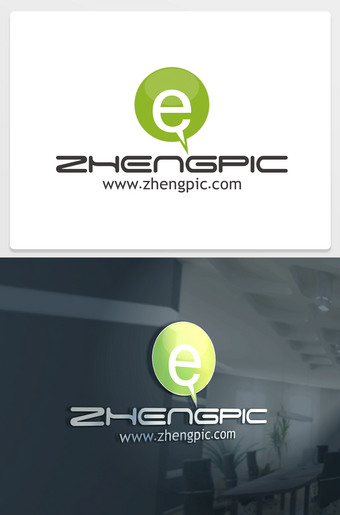 绿色圆形E字母logo设计