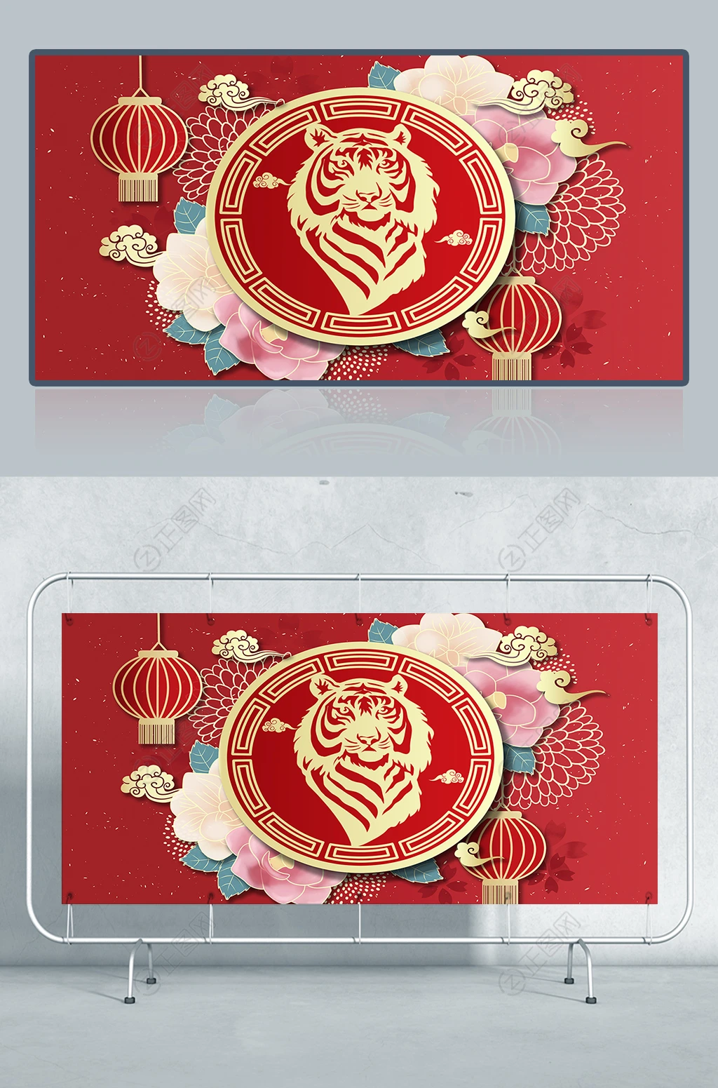 虎年剪纸绘画新年海报 虎年剪纸绘画新年海报