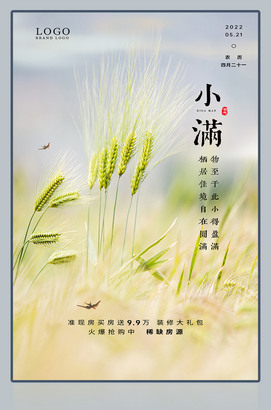 小满海报二十四节气麦穗海报