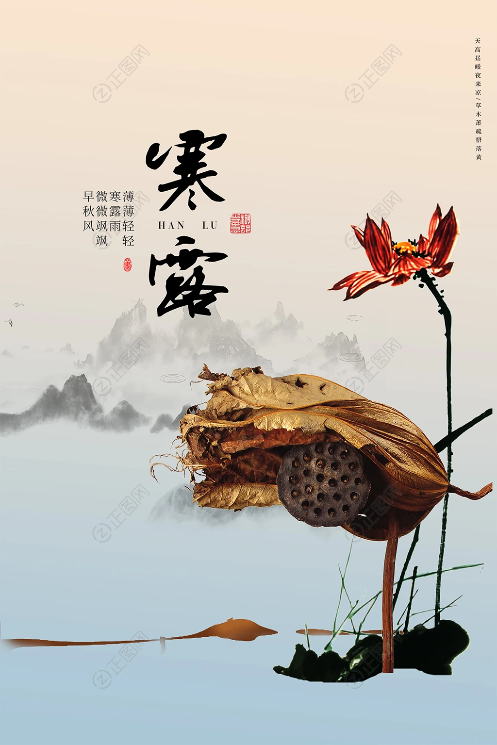 寒露枯荷节气海报 寒露枯荷节气海报