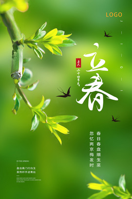 绿色背景嫩芽立春海报
