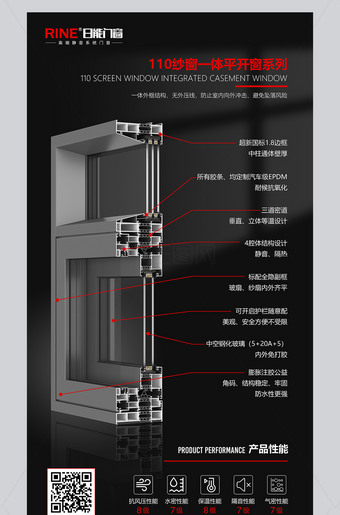 纱窗一体平开窗断桥铝系统窗海报