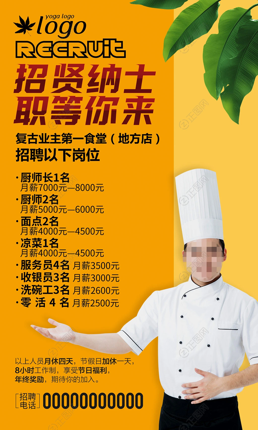 厨师招聘海报图片 厨师招聘海报图片