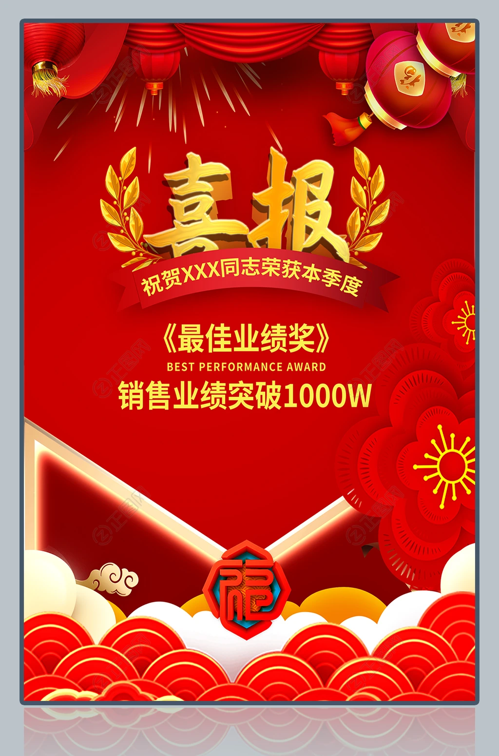 销售业绩奖喜报海报设计 销售业绩奖喜报海报设计