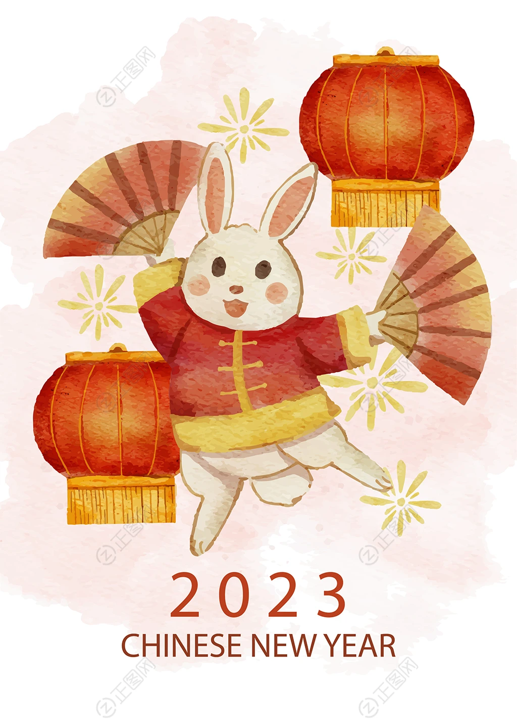 卡通兔子跳舞2023新年海报 卡通兔子跳舞2023新年海报